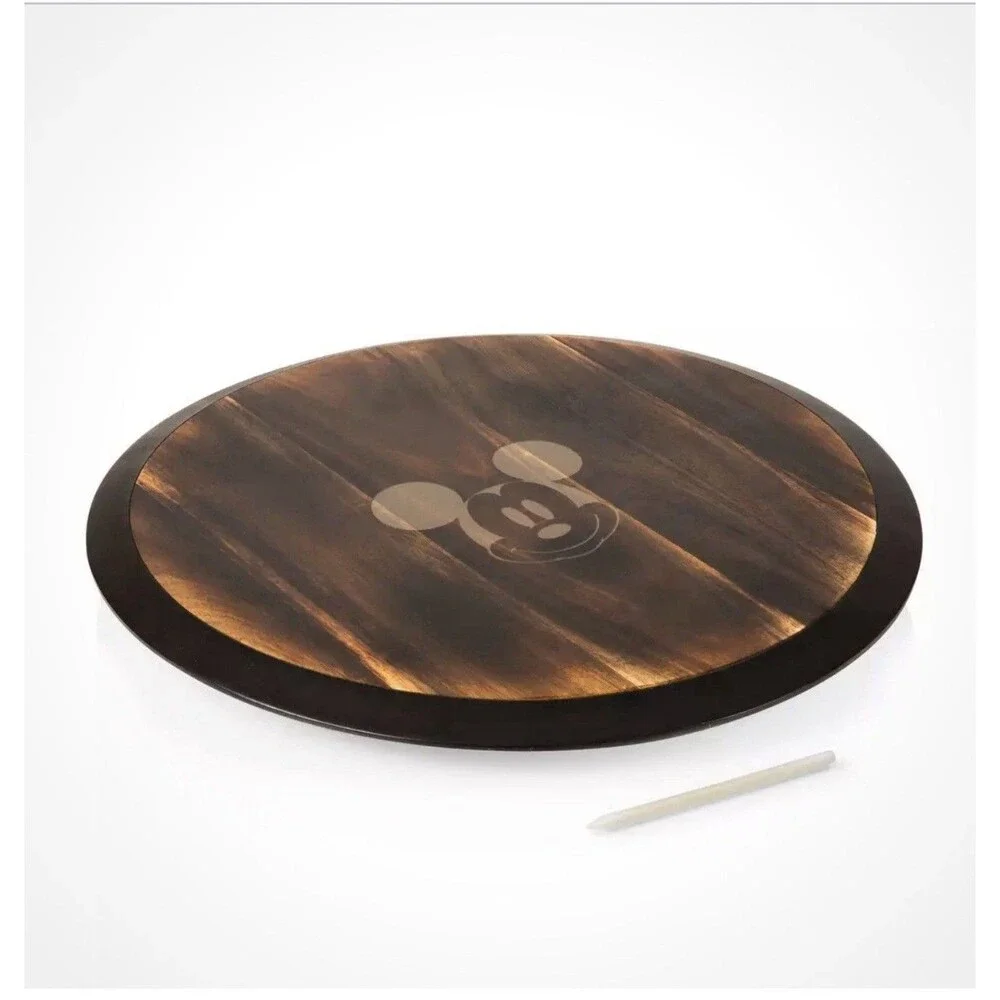 Disney Store Mickey Mouse Lazy Susan Acacia Wood Serving Tray Charcuterie NEW